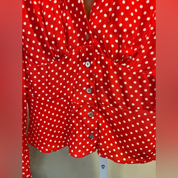 NWT Free People Love Street Polka Dot Blouse - Picture 6 of 9